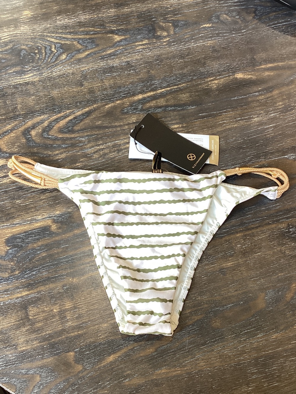 Vix Paula Hermanny Borea Mandy Olive Striped Cheeky Bikini Bottom